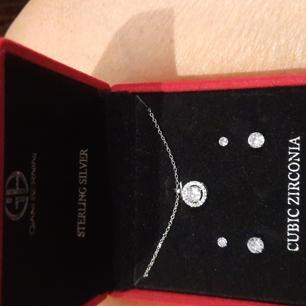 Lot of NWT AUTHENTIC GENUINE SOLID STERLING SILVER CZ EARRINGS & NECKLACE GIFT